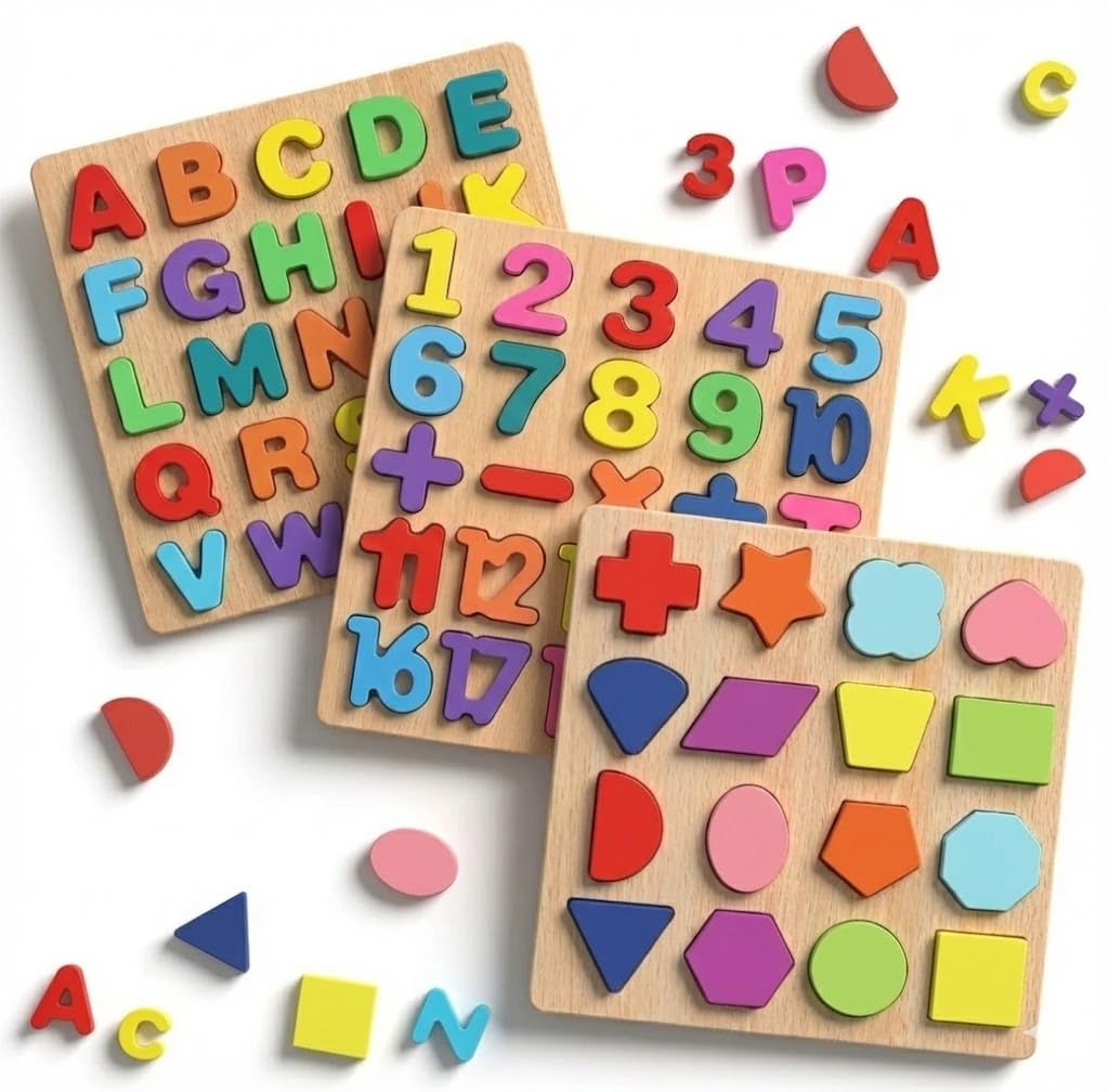 Wooden Educational Trays: Number | Alphabet | Shapes