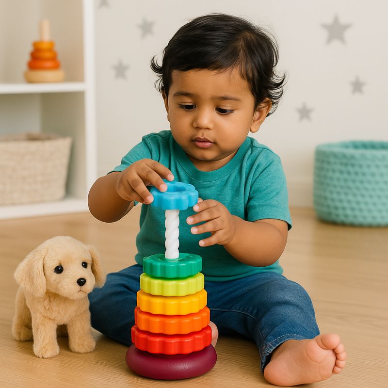 2 in 1 combo: Color Nest Stacker and Puppy Toy