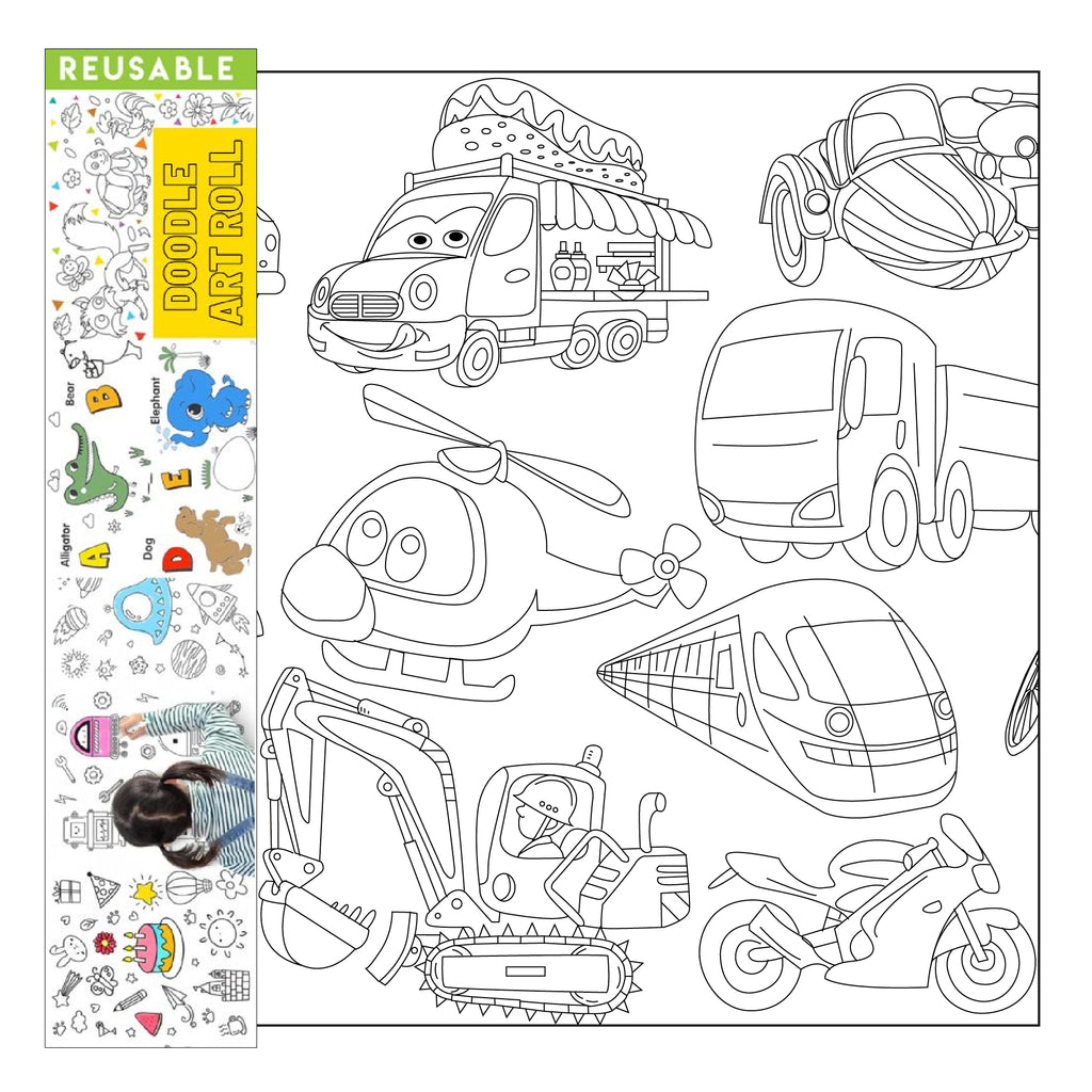 Reusable Doodle Art Roll - Transport Theme (2 meters)