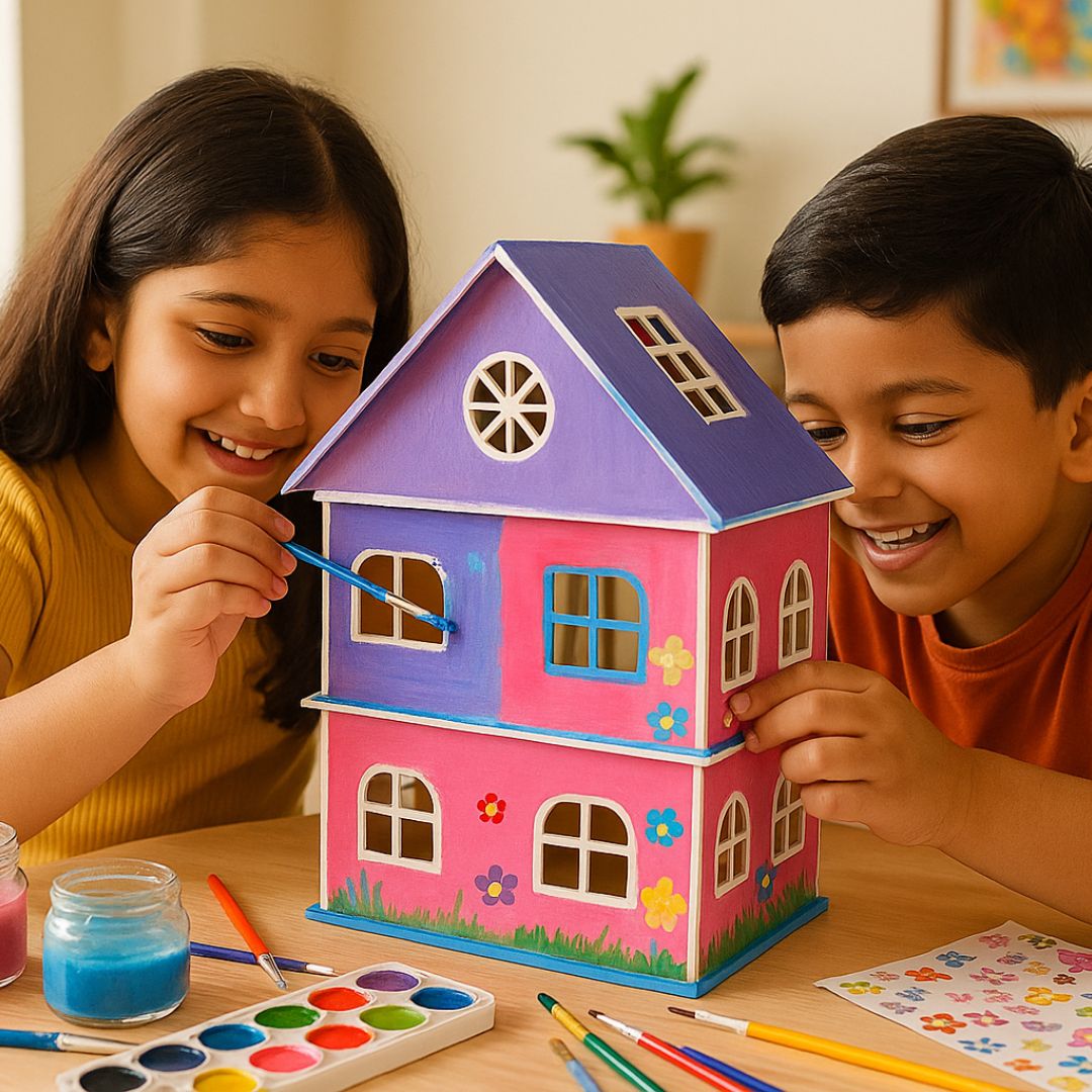 Wooden Toy House with Furniture (Includes Paint Set) – Panda World